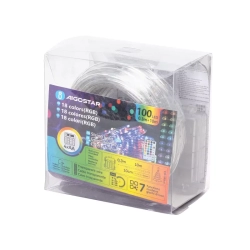 Wąż świetlny 10m multikolor 100led Φ5 RGB na baterie z pilotem 32key